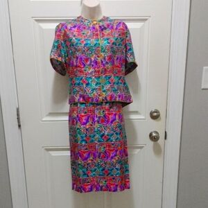 Maggy London Petites Multicolor Patterned Midi Dress Size 14P